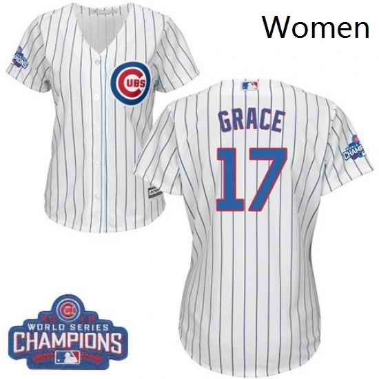 Womens Majestic Chicago Cubs 17 Mark Grace Authentic White Home 2016 World Series Champions Cool Base MLB Jersey